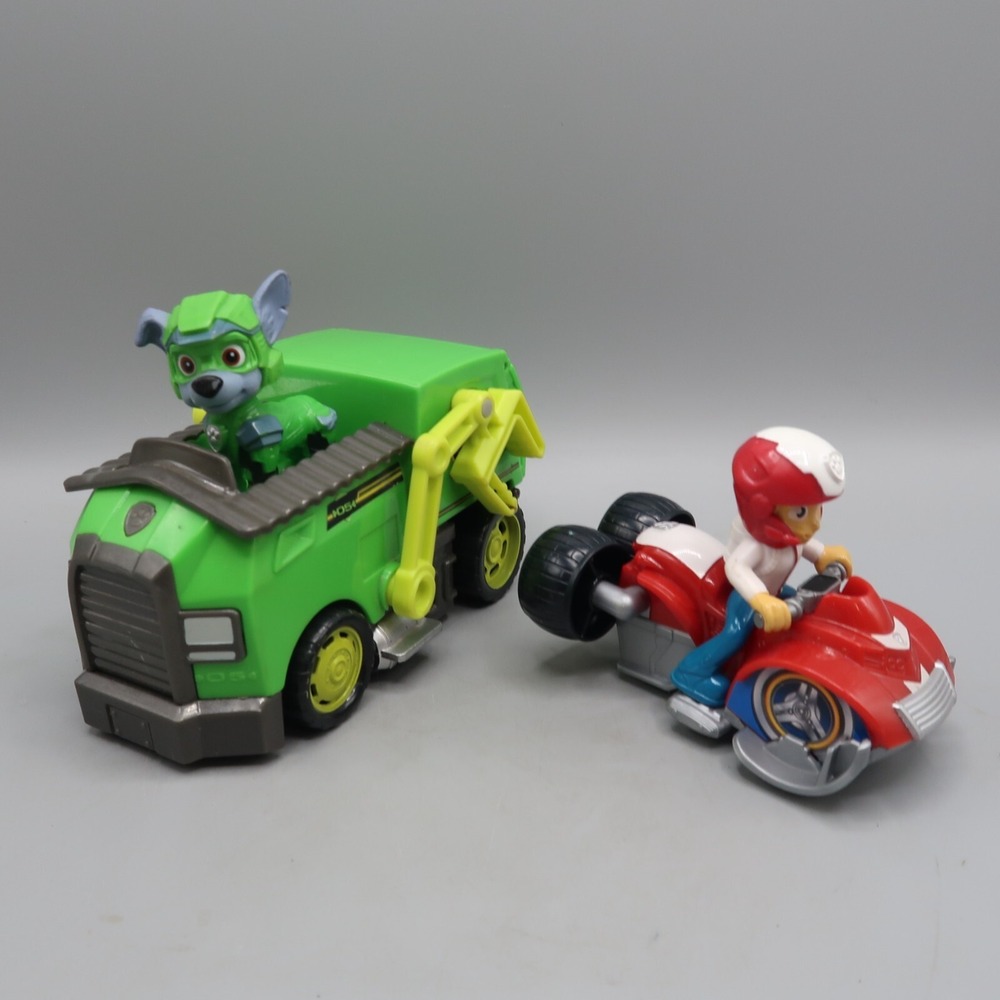 Paw Patrol ROCKY'S Recycling Truck Vehicle‎ & Figure & Rider Racer Car Lot